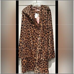 JUICY COUTURE Leopard Print Hooded Robe, S/M